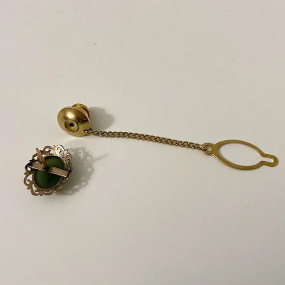Vintage Cuff Links and Tie Tack with  Chain - Picture 12 of 14